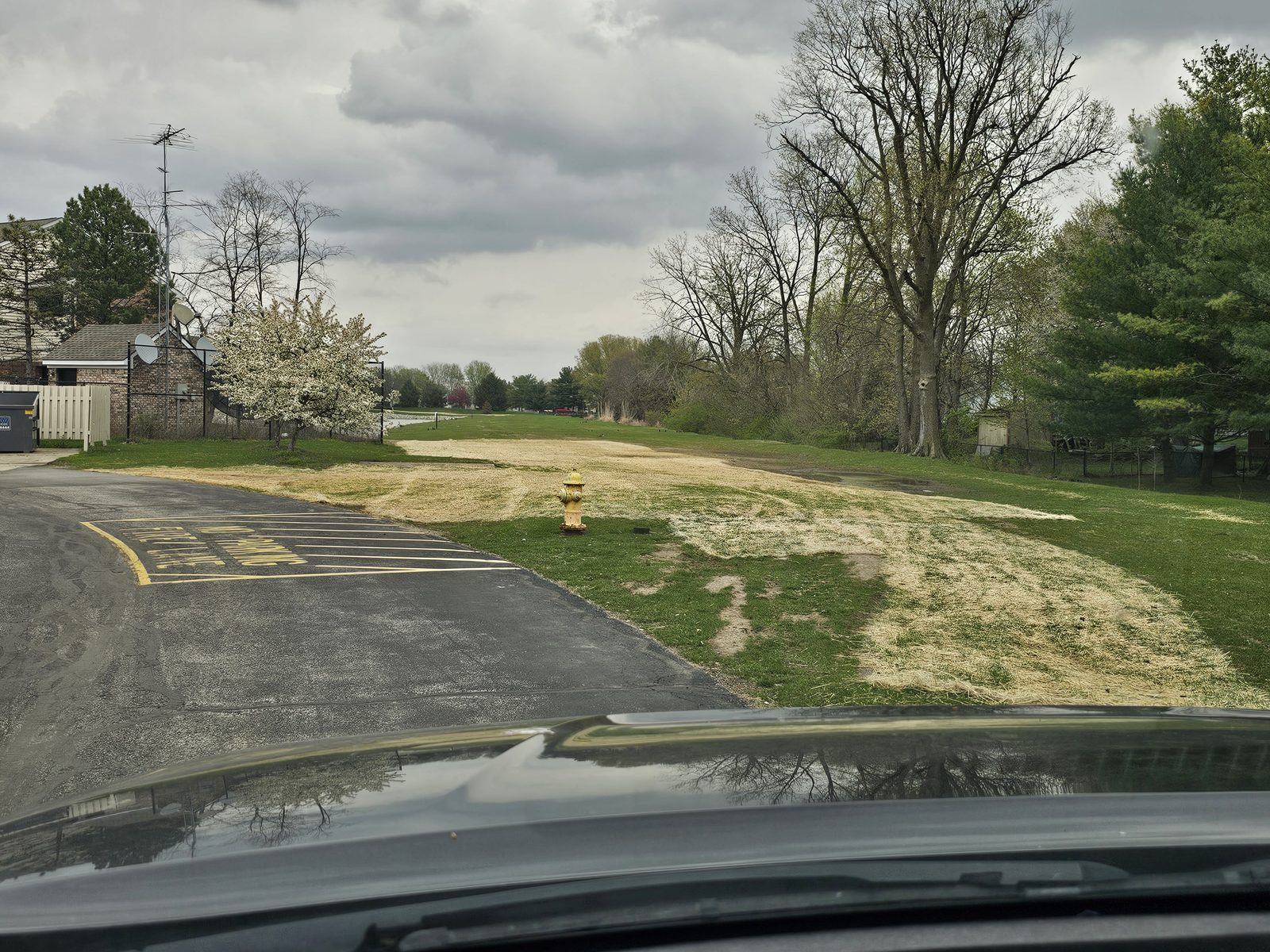 Completed riprap embankment along building