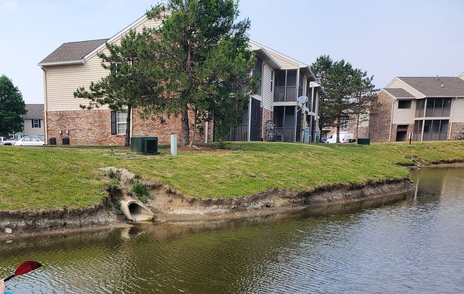 Pond bank erosion close-up