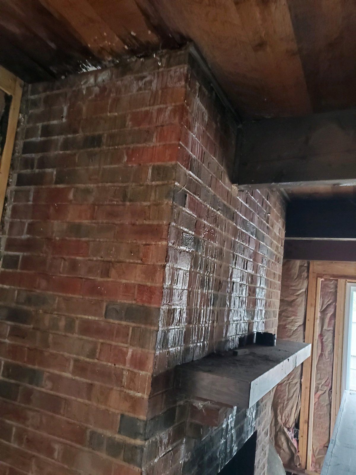 Brick chimney and masonry work close-up