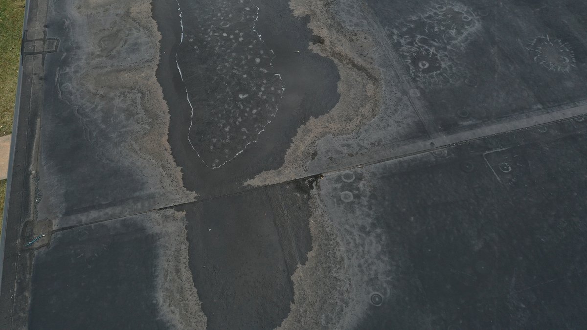 Drone aerial view of completed roof